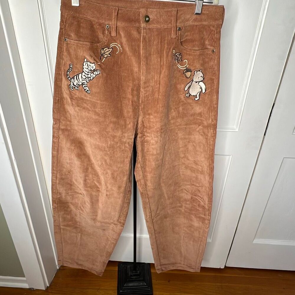 Disney Winnie the Pooh & Tigger Brown Embroidered Corduroy Pants Size 11 Nwot